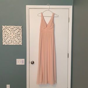Lulu’s Ruched A-Line Chiffon Maxi Dress (Blush)